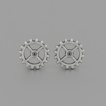 Pendientes de Engranaje de Plata