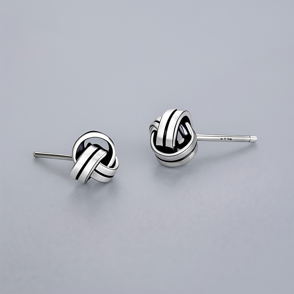 Boucles d'oreilles homme clou argent noeud celtique marin
