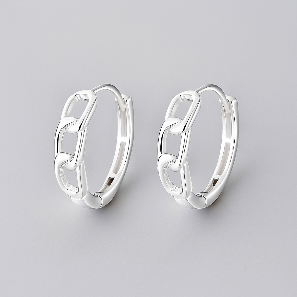 Boucles d'oreille argent creoles chaine homme femme