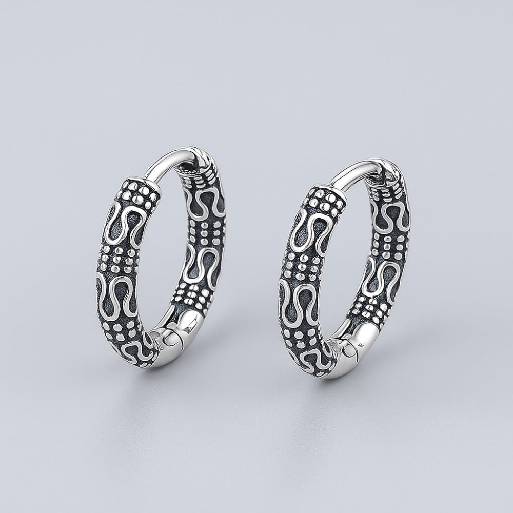 Boucles d'oreille argent Bali homme femme creoles hoop