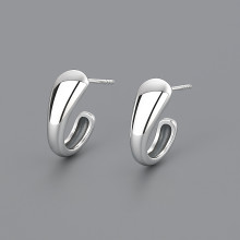 Boucles d'oreilles argent Demi anneau rhodium