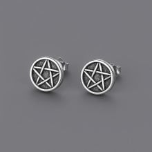 Boucles d’oreilles clous en argent 925 – Motif pentacle ésotérique