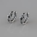 Silver pentacle hoop earrings