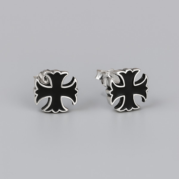 Maltese Cross Sterling Silver Earrings – Elegant Unisex Style 2928