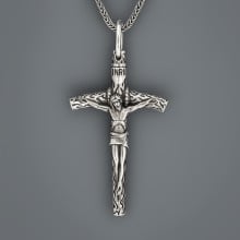 Ciondolo in argento da uomo croce crocifisso Cristo
