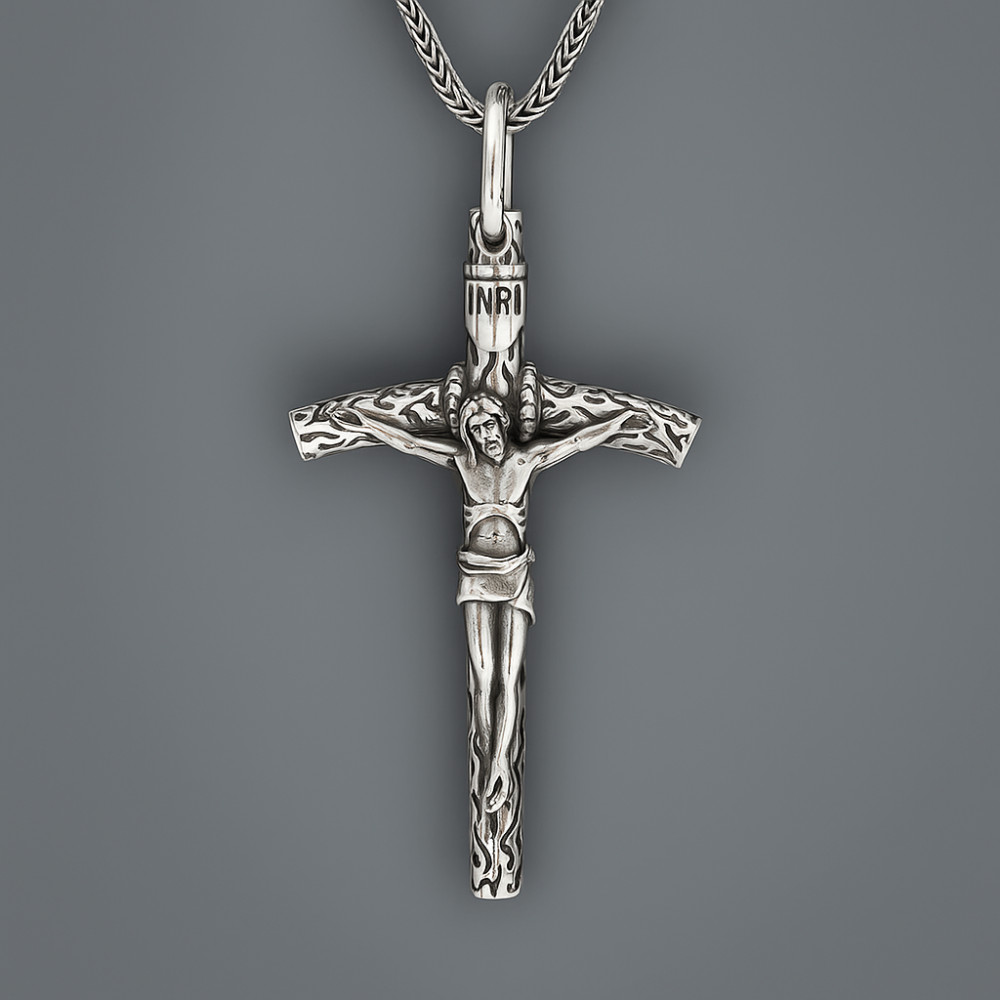Colgante de plata para hombre cruz crucifijo Cristo
