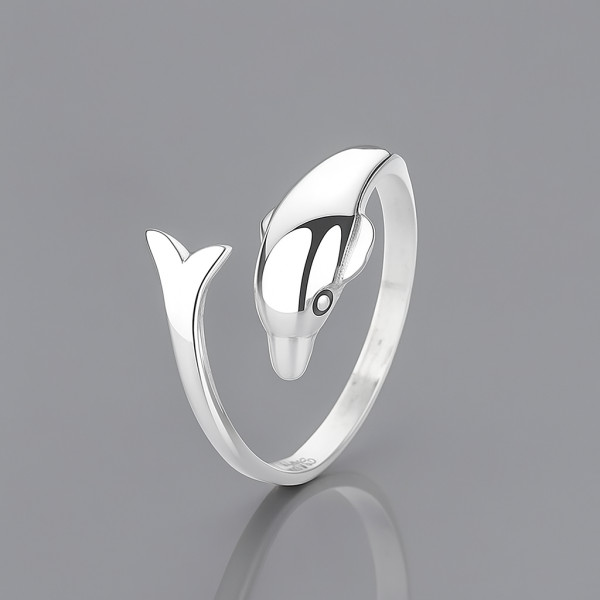 Bague ouverte argent goutte eau polie (Dupliqué)
