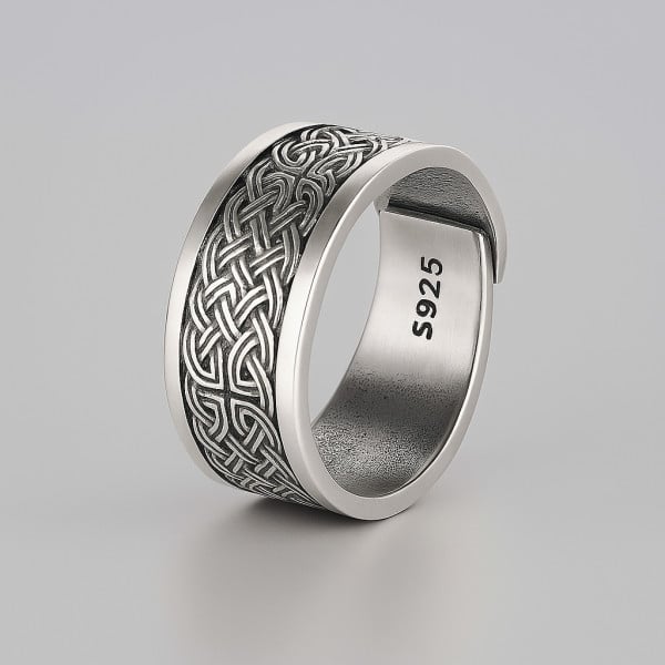 Men's Celtic Noeud Pattern Open Signet Ring