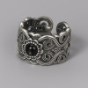 Men's Celtic Black Onyx Stone Open Signet Ring