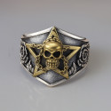 Men's Sterling Silver Skull Pentacle Open Signet Ring