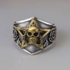 Bague argent chevaliere homme tete de mort pentacle