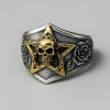 Bague argent chevaliere homme tete de mort pentacle