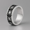 Bague anneau homme acier etoile relief