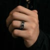 Bague anneau homme acier etoile relief