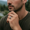 Bague homme anneau tournant acier martelee personnalisable