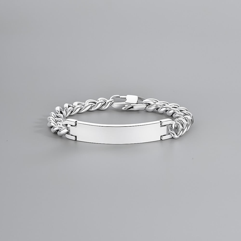 Bracelet personnalise homme gourmette acier chaine a graver