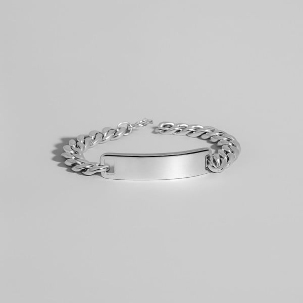 M Bracelet personnalise noir gourmette acier homme personnalisable