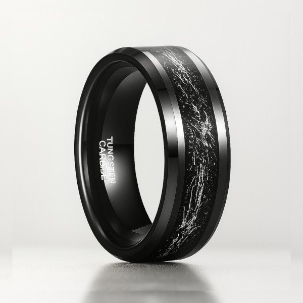 Bague personnalisee alliance anneau Tungstene noir