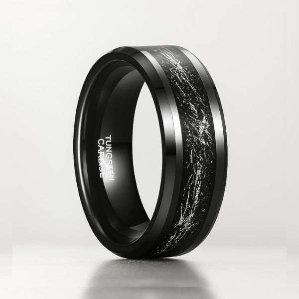 Bague personnalisee alliance anneau Tungstene noir