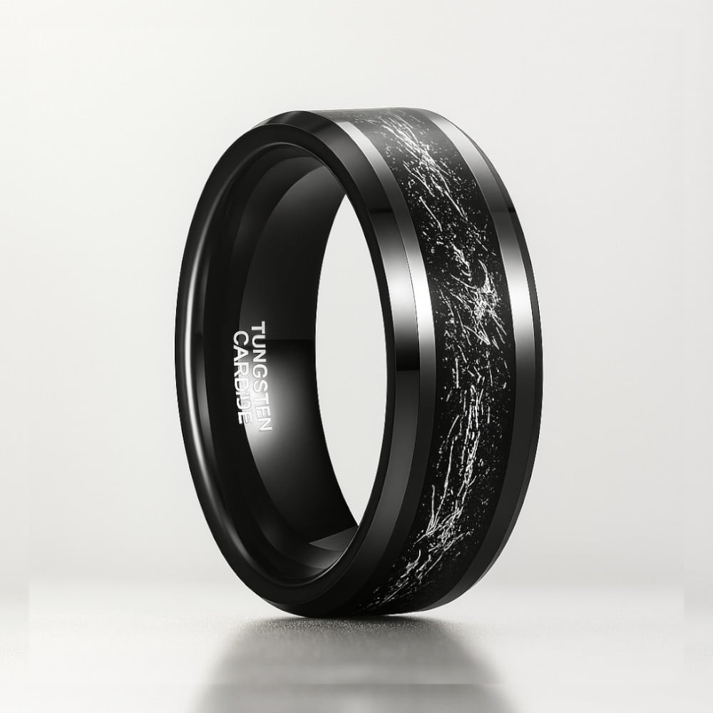 Bague personnalisee alliance anneau Tungstene noir