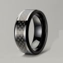 Anello di matrimonio in ceramica nera e fibra di carbonio