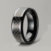 6mm Bague ceramique noire homme fibre de carbone personnalisable