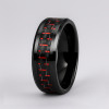 R Bague mariage personnalisee ceramique noir fibre de carbone