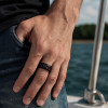 B Bague mariage personnalisee ceramique noir fibre de carbone