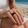 B Bague mariage personnalisee ceramique noir fibre de carbone