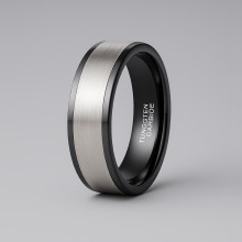 Men's ring black tungsten ring customizable brush line