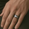 1 Bague homme anneau tungstene noir ligne brosse personnalisable
