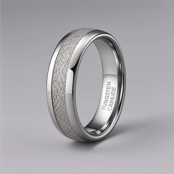 6mm Bague mariage personnalisee alliance dome tungstene fibre blanche