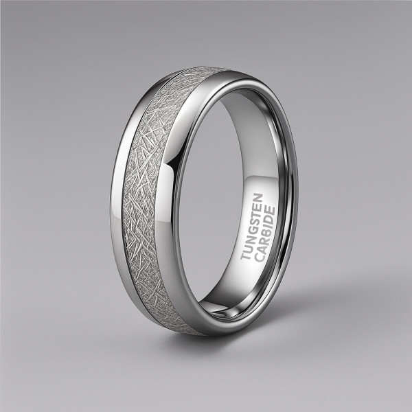 6mm Bague mariage personnalisee alliance dome tungstene fibre blanche