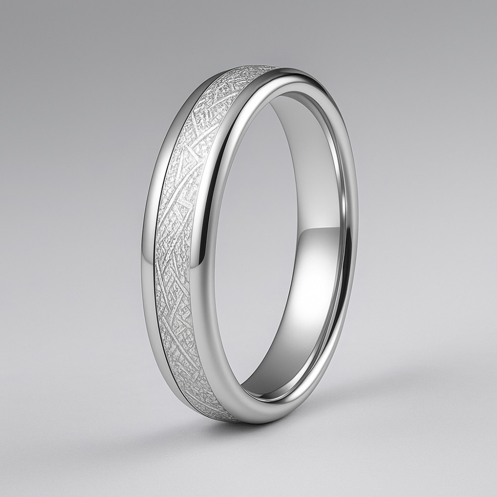 6mm Bague mariage personnalisee alliance dome tungstene fibre blanche
