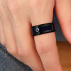 Bleu Bague alliance anneau fibre bleue tungstene zirconium personnalisable