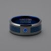 Bleu Bague alliance anneau fibre bleue tungstene zirconium personnalisable