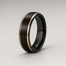 Fede nuziale in tungsteno con pennello nero personalizzabile