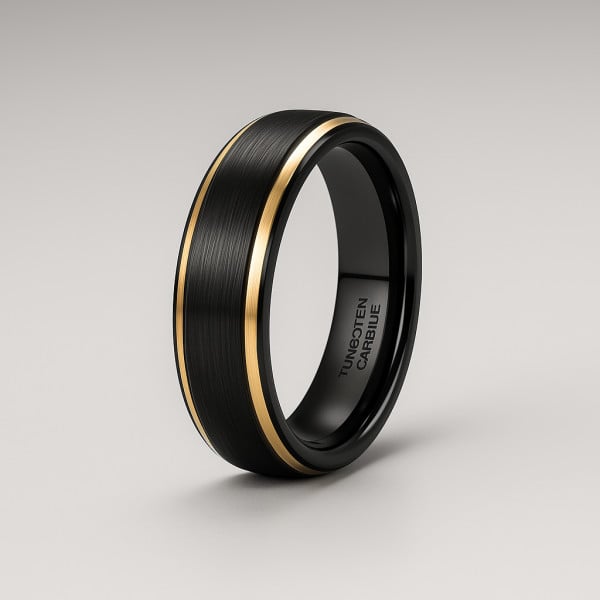 Bague mariage personnalisable tungstene brosse noir
