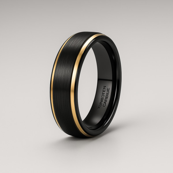 Bague mariage personnalisable tungstene brosse noir