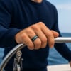 6mm Bague couple personnalisee tungstene noir nacre abalone