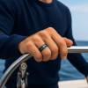 6mm Bague couple personnalisee tungstene noir nacre abalone