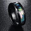 6mm Bague couple personnalisee tungstene noir nacre abalone