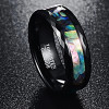 6mm Bague couple personnalisee tungstene noir nacre abalone