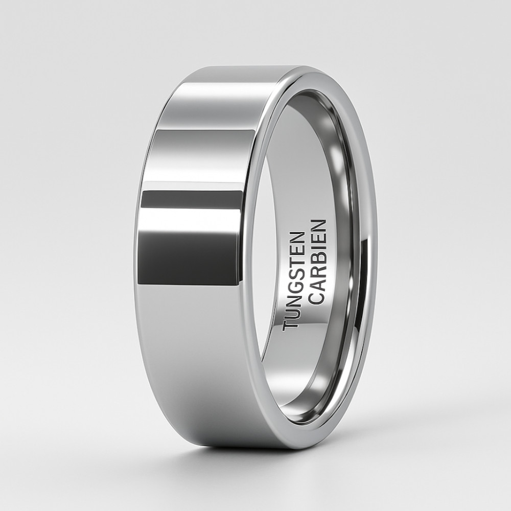 Anello Personalizzato Fede Nuziale Piatta Tungsteno Lucidato a Specchio