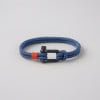 Bleu Bracelet corde fermoir manille marin acier