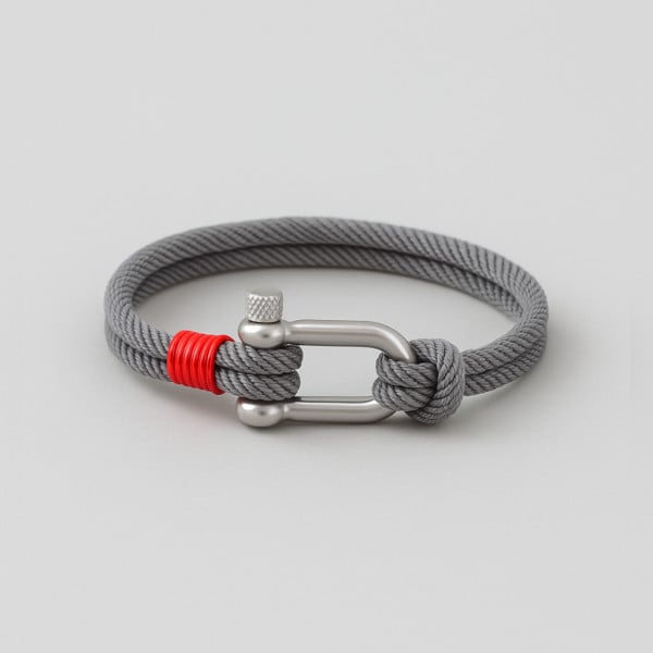 Pulsera de cuerda con cierre de grillete de acero marino