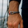 Bracelet corde fermoir manille marin acier