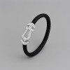 Bracelet femme cuir fermoir manille marin acier