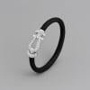 Bracelet femme cuir fermoir manille marin acier