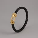 Men et Women's leather bracelet with steel marine shackle clasp